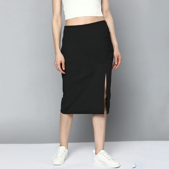https://dropstyles.in/products/women-black-pure-cotton-solid-ruched-straight-skirt