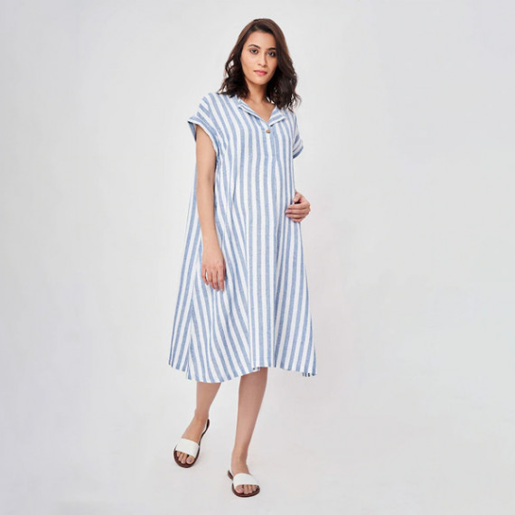 https://dropstyles.in/products/blue-striped-maternity-shirt-midi-dress