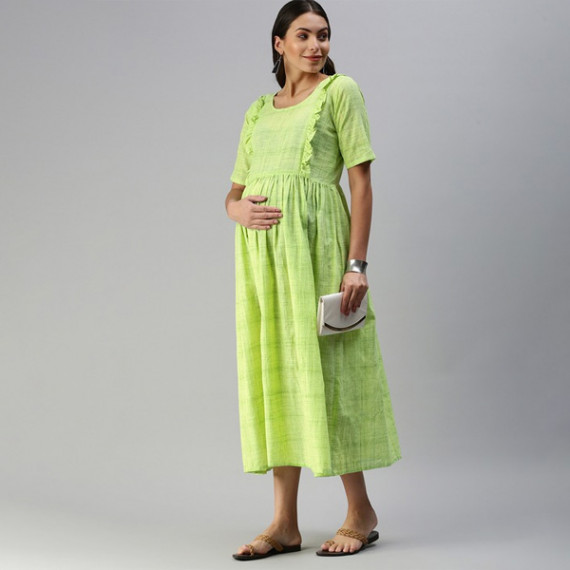 https://dropstyles.in/products/lime-green-woven-design-handloom-maternity-a-line-midi-dress